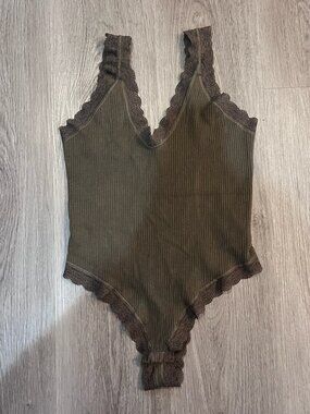 Urban Outfitters Ribbed Lace Bodysuit Size M/L